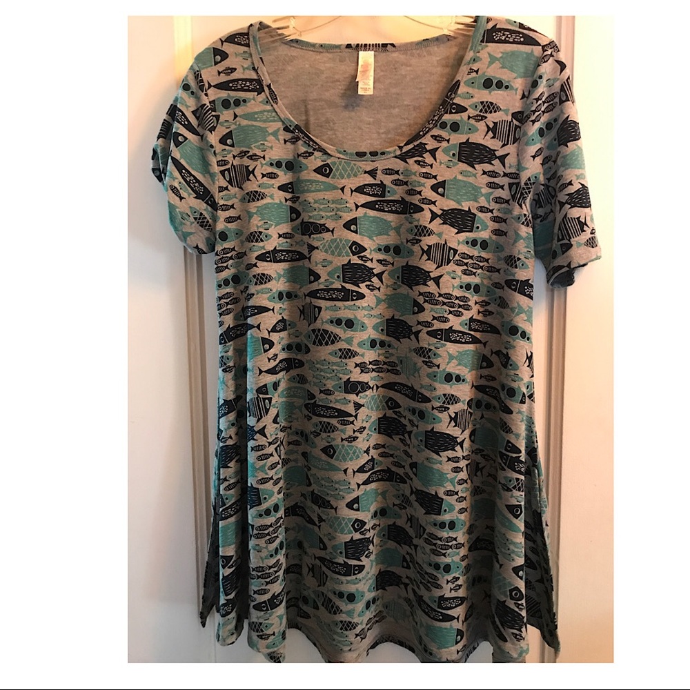 Lularoe Perfect T X-Small Retro Mid Mod Tiki Fish